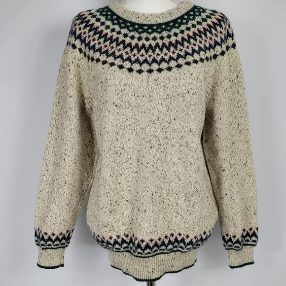 Vintage Northern Reflections Fair Isle Wool Sweater Large Nordic Knit Pullover - Picture 5 of 15